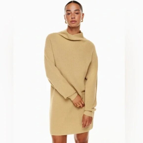 Aritzia Wilfred Montpellier Merino Wool Sweater Dress Sandy Beige Size Small - Picture 1 of 6